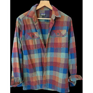 patagonia Plaid button-front shirt jacket red multi